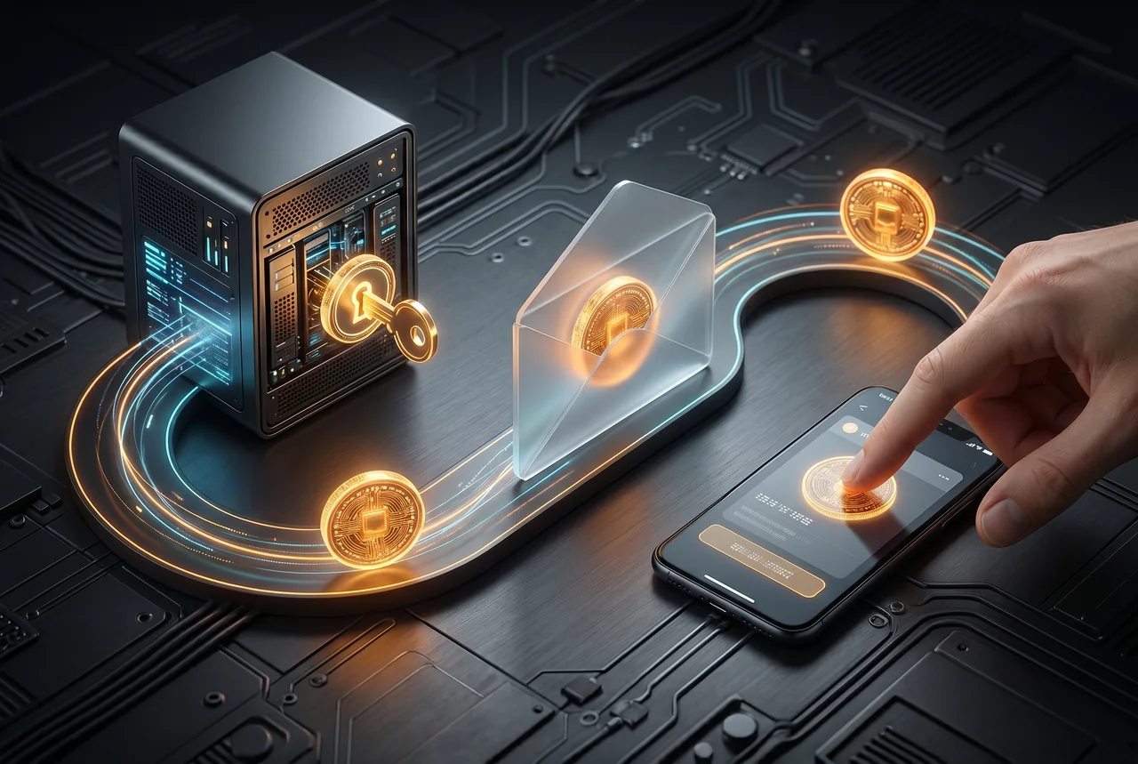 Schéma du flux d'un token HMAC signé : le serveur signe les données de la course avec un secret, le token transite dans le mail envoyé au chauffeur, et le clic sur 'Accepter' déclenche une vérification de signature côté serveur avant l'envoi d'un mail de confirmation au client