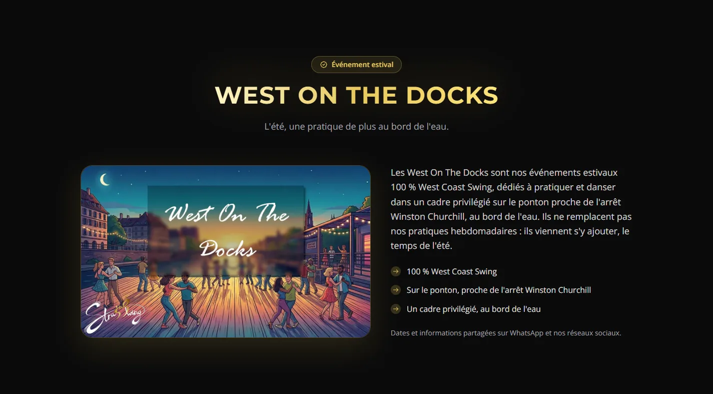 Stras'N Swing, section « West On The Docks », événement estival au bord de l'eau